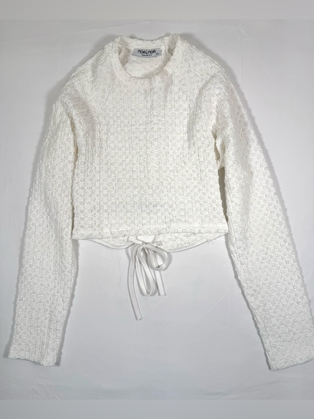 NOA NOA Womens Textured Cropped Tie Back Top M/L Boho Fairycore Balletcore
